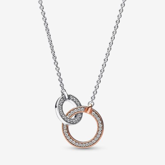 PANDORA Signature Two Tone Linked Circles Necklace 382778C01-45