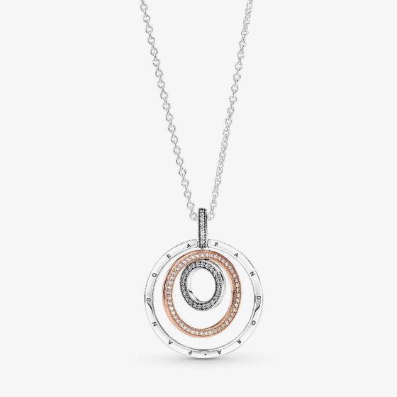 PANDORA Two Tone Circles Cubic Zirconia Necklace 389483C01-60