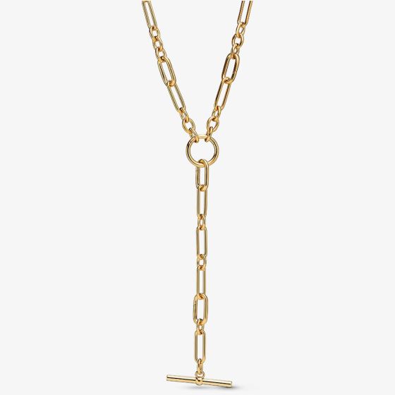 PANDORA 14ct Yellow Gold Plated Y Link Chain Necklace 364809C00-45