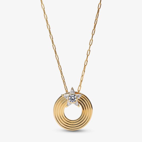 PANDORA 14ct Yellow Gold Plated Sparkling Shooting Star Pendant 365067C01-45