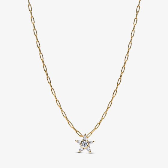 PANDORA Stella 14ct Yellow Gold Plated Cubic Zirconia Star Pendant 365090C01-45