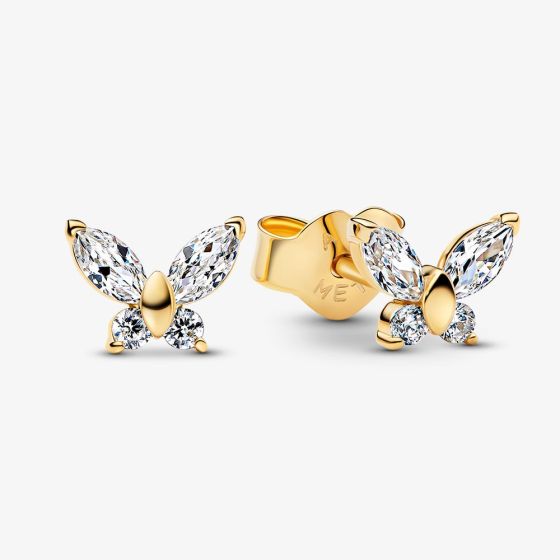 PANDORA 14ct Gold Plated Sparkling Butterfly Stud Earrings 264264C01