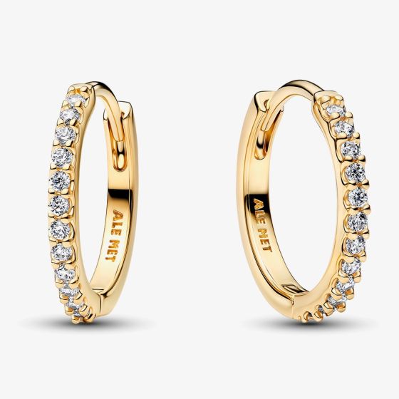 PANDORA 14 ct Gold-Plated & Cubic Zirconia Mini Hoop Earrings 264649C01
