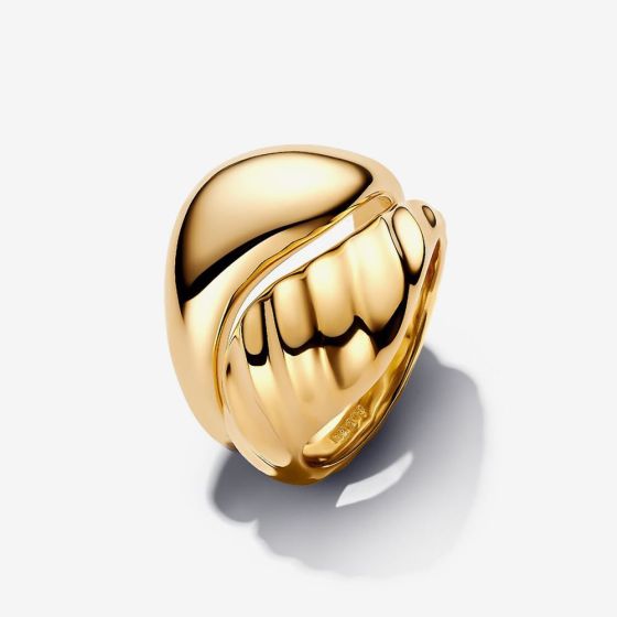 Pandora 14ct Gold Plated Rippled Stacking Rings 163832C00