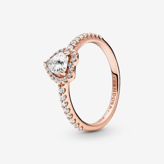 Pandora 14ct Rose Gold Plated Elevated Heart Ring 188421C02