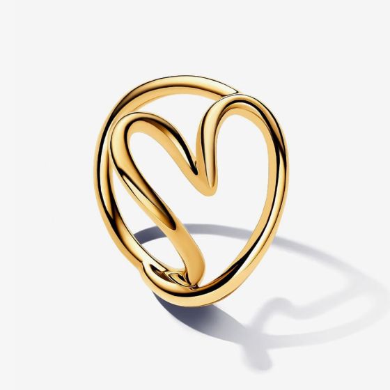 PANDORA 14ct Gold Plated Organically Shaped Heart Ring 163288C00