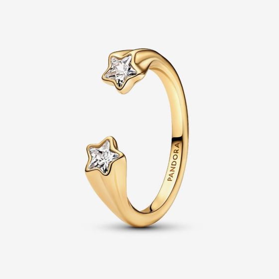 PANDORA 14ct Gold Plated Shooting Stars Open Ring 163582C01