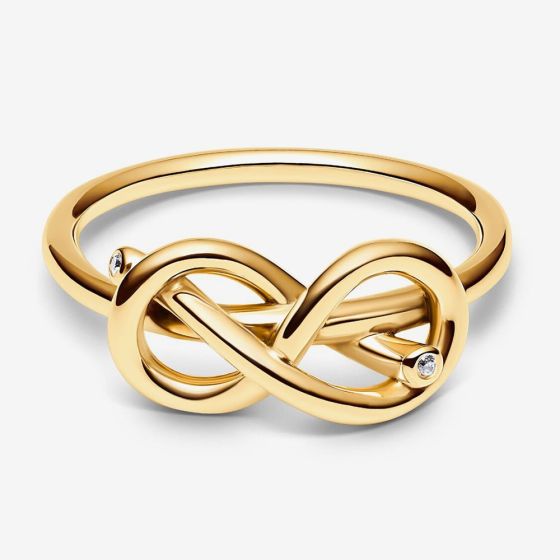 PANDORA 163759C01 14ct Gold Plated Infinity Knot Ring - thbaker.co.uk