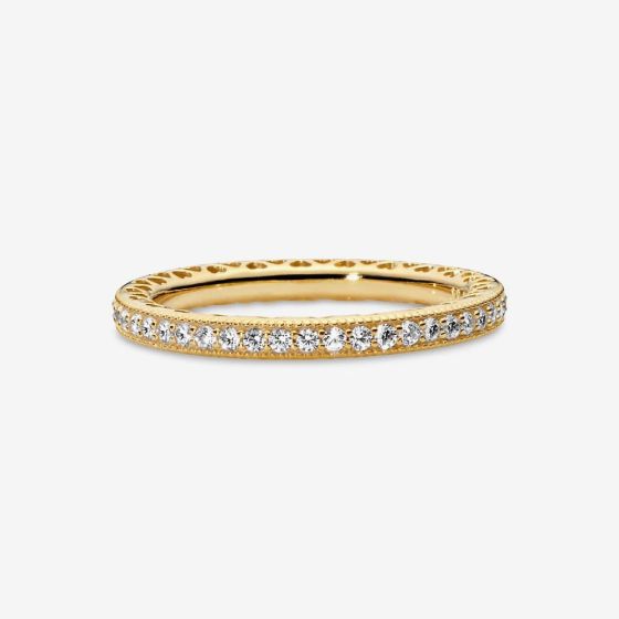 PANDORA 168655C01 14ct Gold Plated Sparkle Hearts Ring - thbaker.co.uk