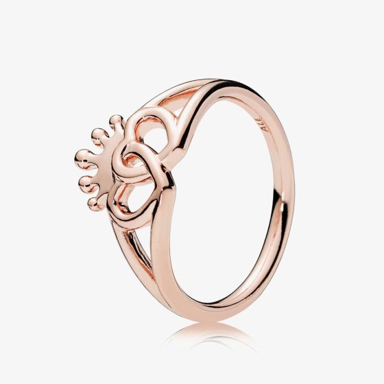 PANDORA 14ct Rose Gold Plated Regal Hearts Ring 187685