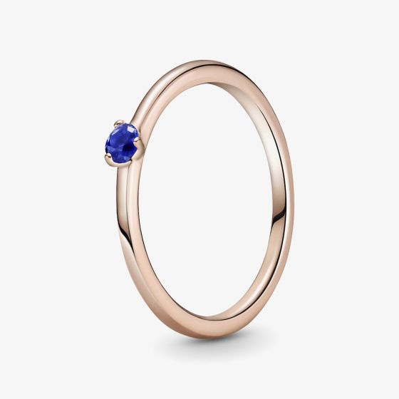 PANDORA 14ct Rose Gold Plated Stellar Blue Ring 189259C04