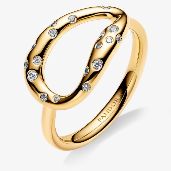PANDORA 14ct Gold Plated Organically Shaped Stone-Set Oval Statement Ring 164676C01