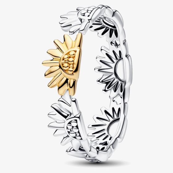 PANDORA 14ct Gold-Plated Sunflower Two-Tone Ring 164702C00