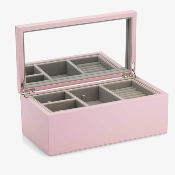 PANDORA Medium Pink Leather Jewellery Box A005