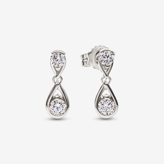 PANDORA 14ct White Gold Infinite 0.50ct Lab Grown Diamond Drop Earrings 252580C01