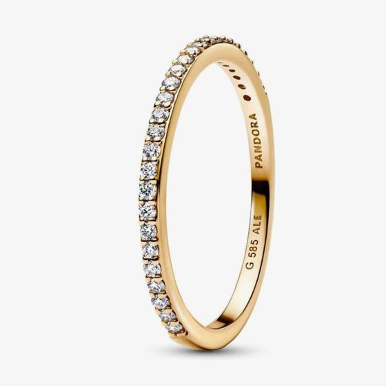 PANDORA 14ct Yellow Gold 0.11ct Lab Grown Diamond Half Eternity Ring 153638C01