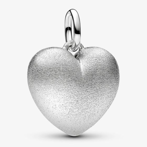 PANDORA Platinum Plated Matte Puffy Heart Dangle Charm 734908C00