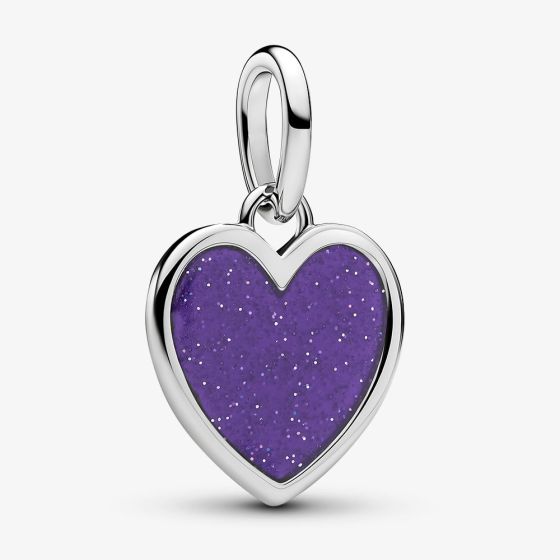PANDORA Platinum Plated Purple Heart Dangle Charm 735088C02