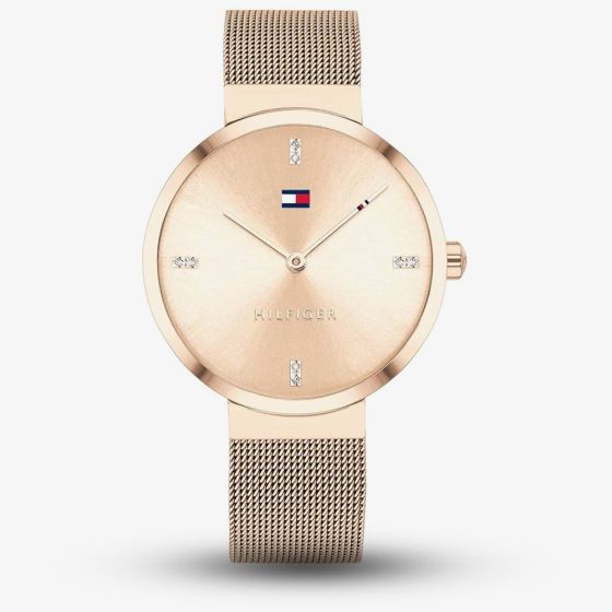 Tommy Hilfiger Ladies Liberty Pale Gold Plated Mesh Bracelet Watch 1782218