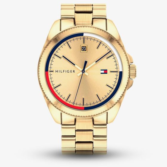 TOMMY HILFIGER Riley Gold Dial Blue/Red Gold Bracelet Watch 1791686