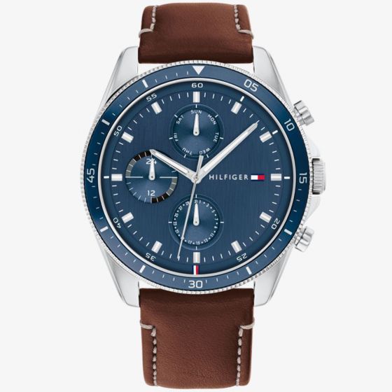 Tommy Hilfiger Mens Parker Chronograph Leather Strap Watch 1791837