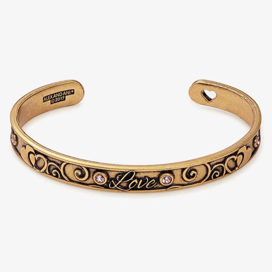 ALEX AND ANI Love- Gold Finish Pink Crystal Cuff A17CF01RG
