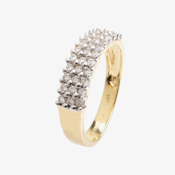 18ct Gold Three Row Diamond Ring 18DR112-2C