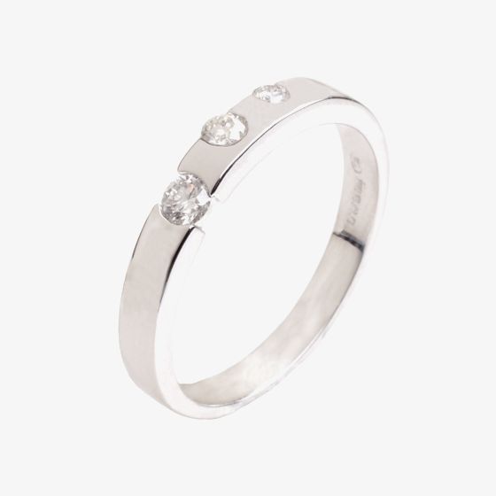 18ct White Gold Three Stone Diamond Set Band Ring 18DR171-W