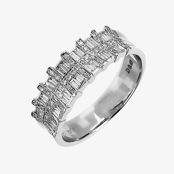 18ct White Gold Baguette Cut Brilliant Fancy Ring 18DR278-W