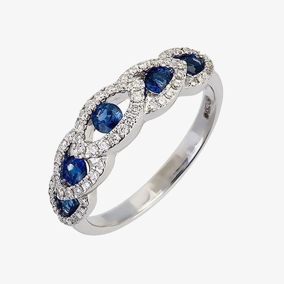 18ct White Gold Diamond Sapphire Marquise Ring 18DR312-S-W