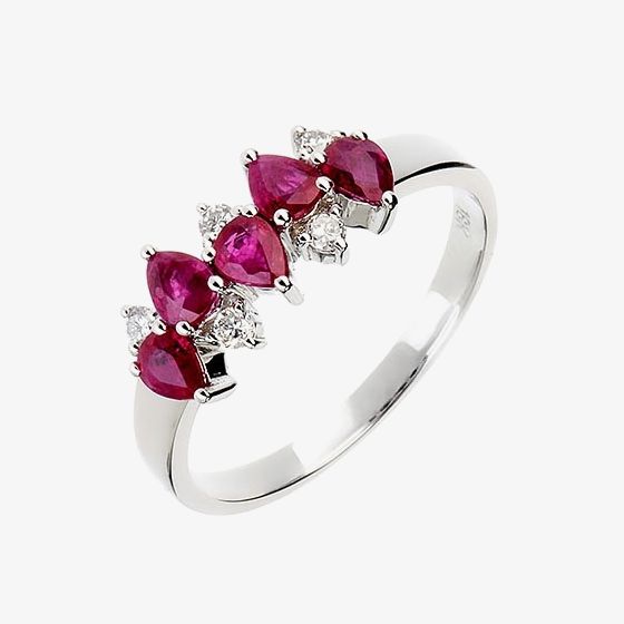 18ct White Gold 5 Diamond 5 Ruby Fancy Ring 18DR345-R-W