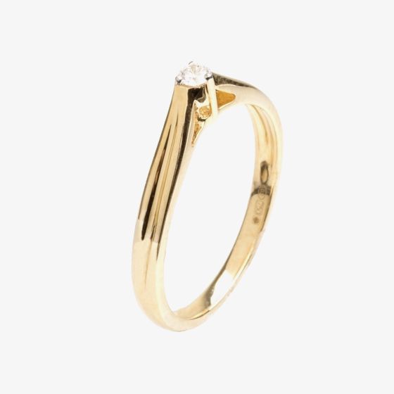 18ct Gold Three Claw Single Stone Diamond Ring 18DR350-Y