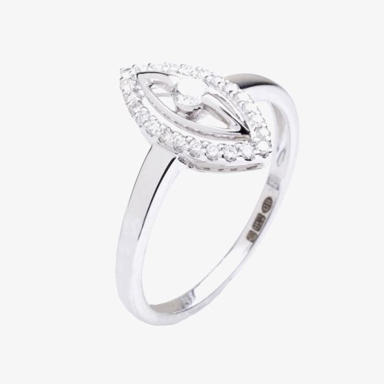 18ct White Gold 0.23ct Diamond Marquise Halo Ring 18DR352-W