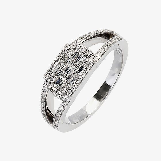 18ct White Gold Baguette Cut Diamond Fancy Ring 18DR363-W