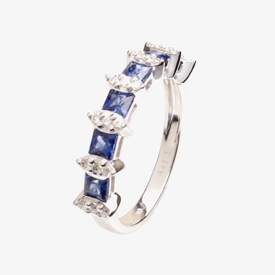 18ct White Gold Sapphire and  Diamond Half Eternity Ring 18DR380-S-W