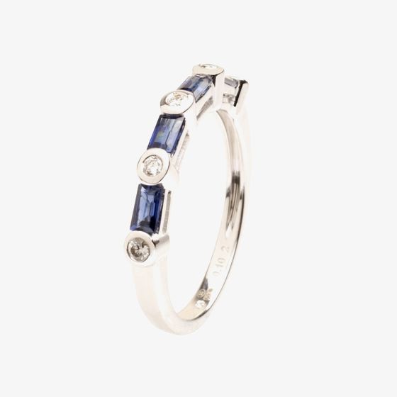 18ct White Gold Diamond Sapphire Half Eternity Ring 18DR383-S-W