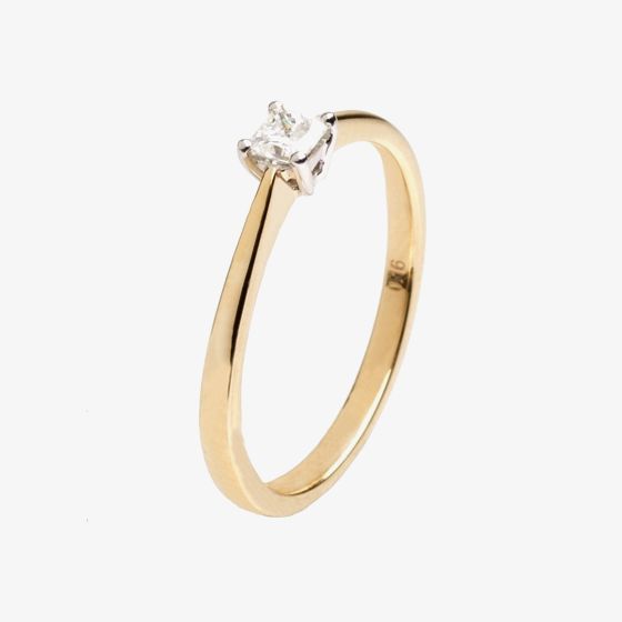 18ct Gold Princess Cut 0.16ct Diamond Single Stone Ring 18DR421-2C