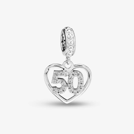 Rosa Lea 50 Pave Heart Dangle Charm AM-2THB013104