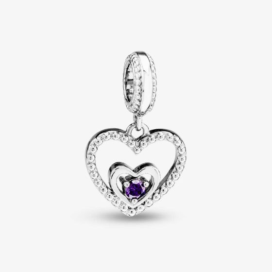 Rosa Lea February Birthstone Heart Dangle Charm AM-2THB004204-Purple