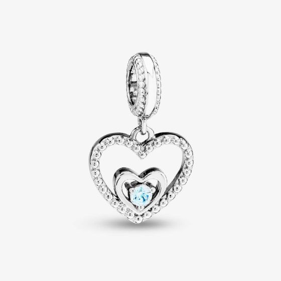 Rosa Lea March Birthstone Heart Dangle Charm AM-2THB004207-Light Blue