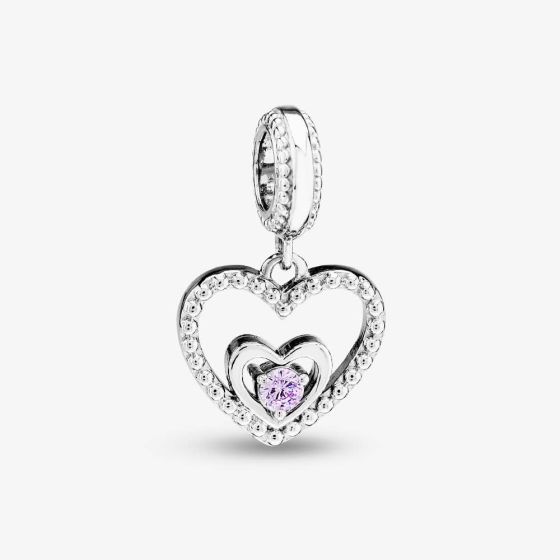 Rosa Lea June Birthstone Heart Dangle Charm AM-2THB004204-Lavender