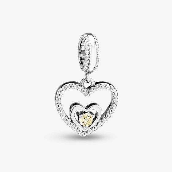 Rosa Lea August Birthstone Heart Dangle Charm AM-2THB004204-Light Yellow