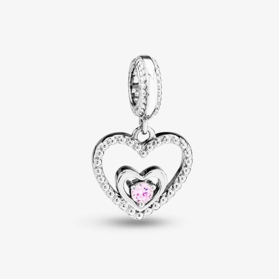 Rosa Lea October Birthstone Heart Dangle Charm AM-2THB004204-Pink