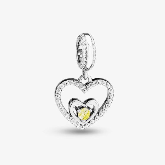 Rosa Lea November Birthstone Heart Dangle Charm AM-2THB004204-Yellow