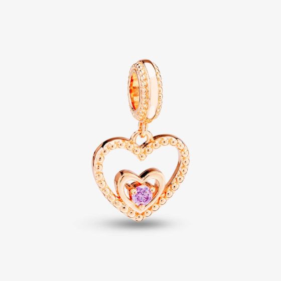 Rosa Lea February Birthstone Heart Dangle Charm AM-2THB004206-Purple