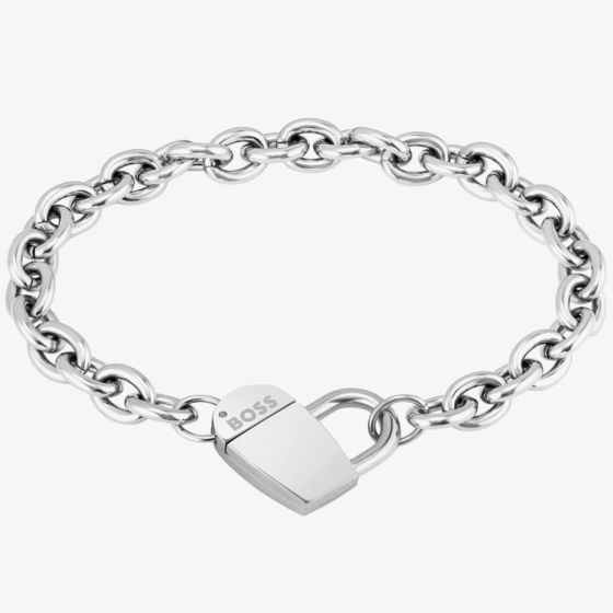 BOSS Dinya Stainless-Steel Heart Monogram Belcher Bracelet 1580418
