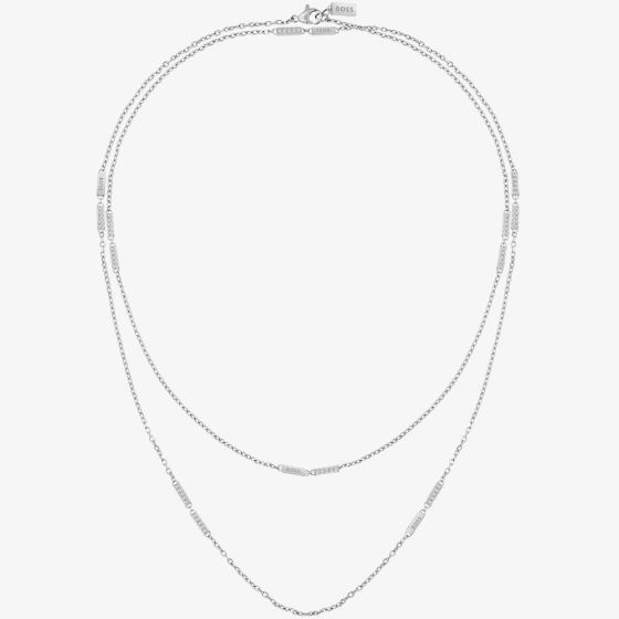 BOSS Laria Stainless-Steel Logo and Crystal Stations Necklace 1580447