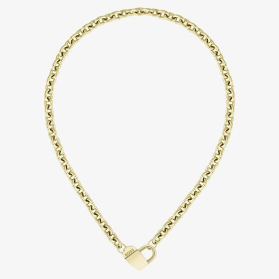 BOSS Gold Plated Magnetic Monogrammed Heart Necklace 1580417