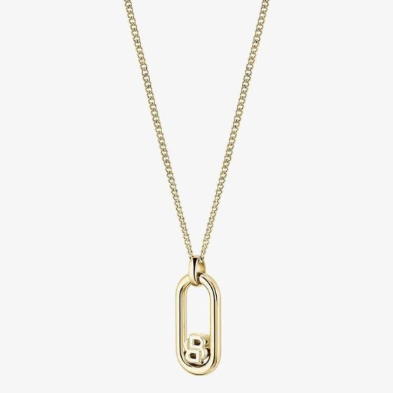 BOSS Double B Swing Gold Tone Oval Pendant Necklace 1580627