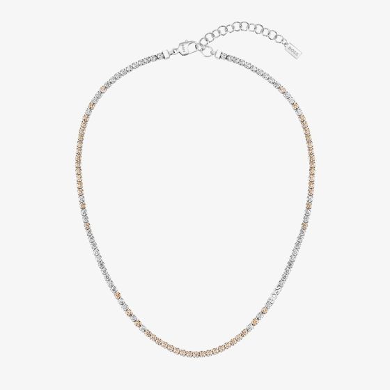 BOSS Kaspr Silver Tone Champagne Crystal Necklace 1580630